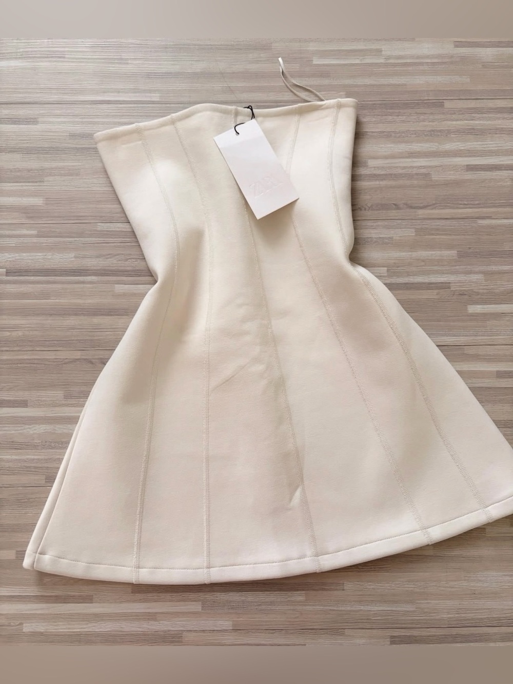 Zara Strapless Cream Mini Dress